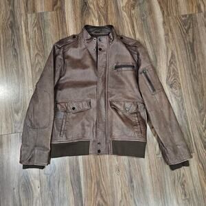 Vintage INC International Concepts Brown  Leather Jacket Size M